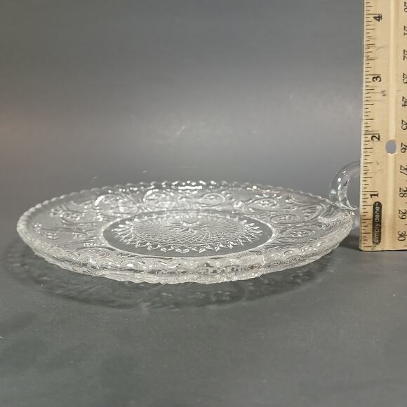 Vtg Duncan & Miller Clear Sandwich Pattern Sawtooth Mint Dish Relish Plate - Picture 7 of 8